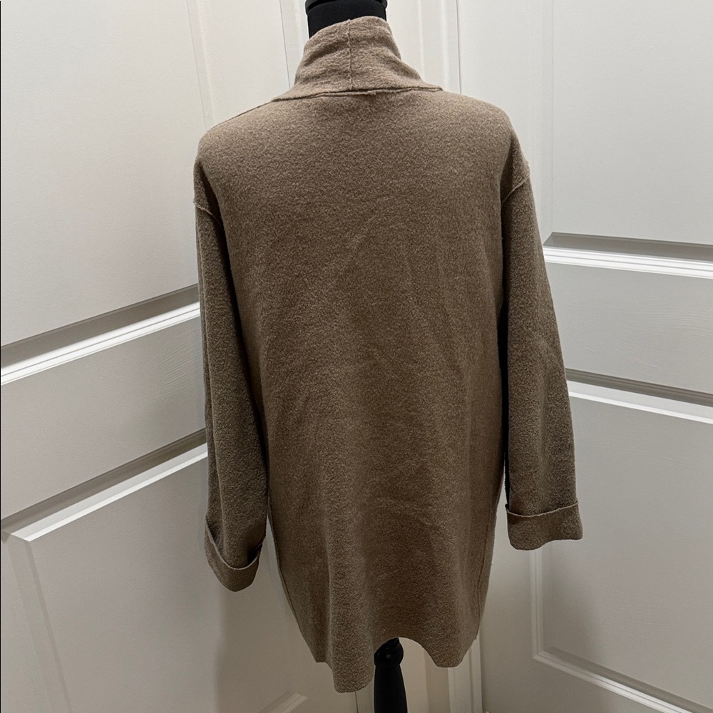 Eileen Fisher Open-Front Wool Cardigan in Taupe Brown - Picture 4 of 6